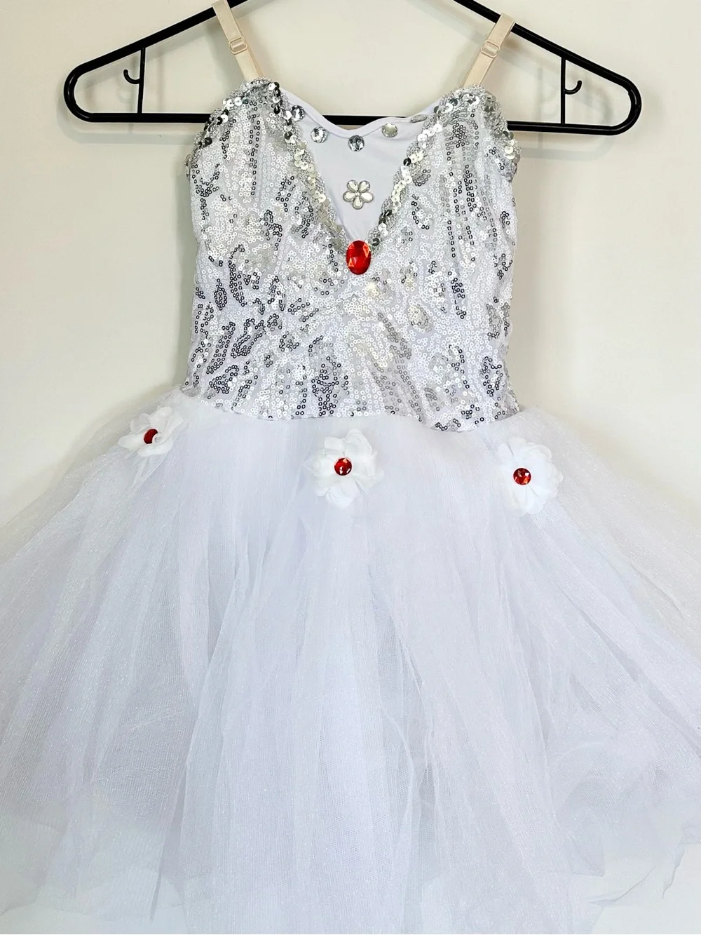NWT White Sequin Tulle Kids Ballet Dress Ballerina Tutu - Size: 6 / 110 cm